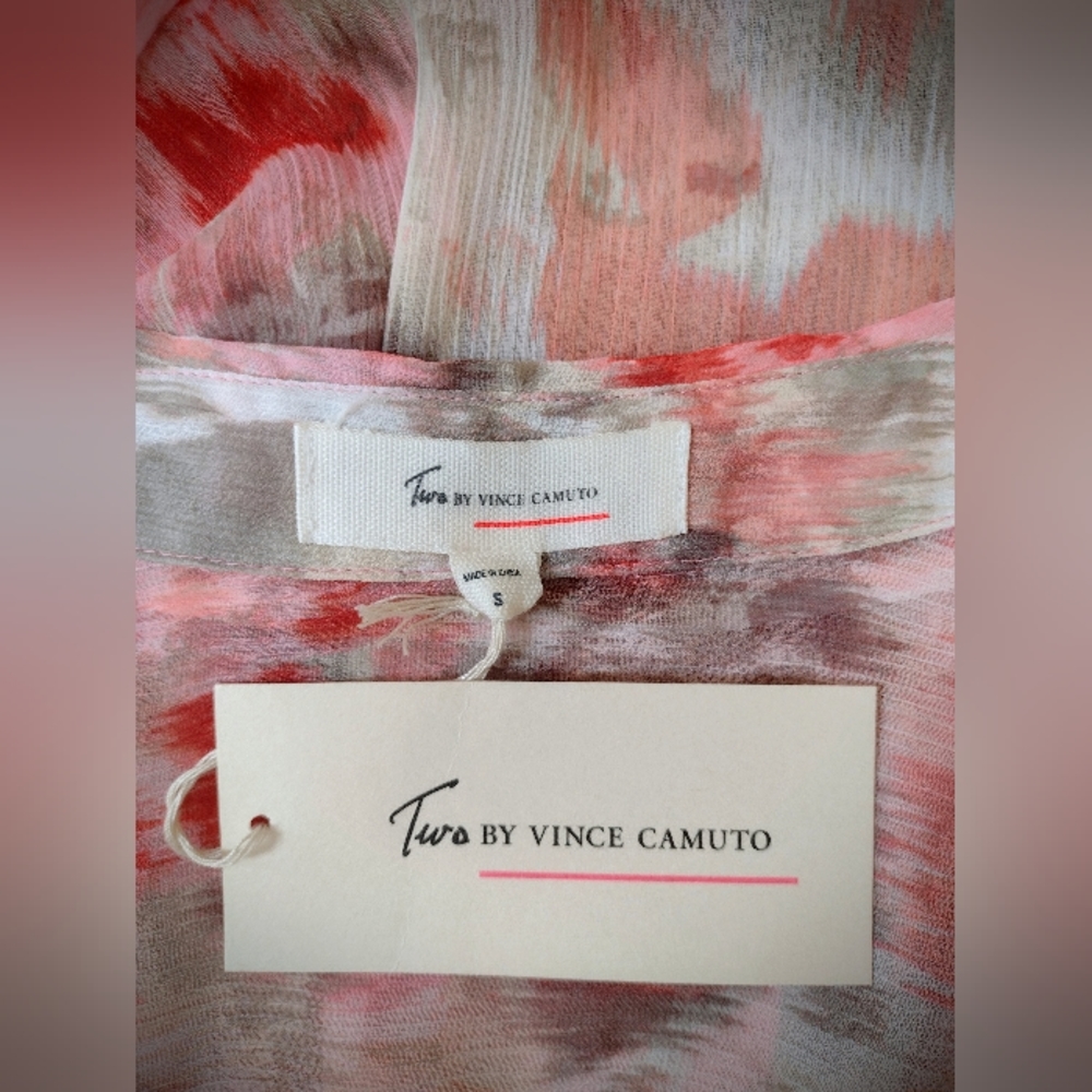NWT Two by Vince Camuto Floral Button Up Tunic, Sleeveless Collared Dress, Small - Picture 10 of 12